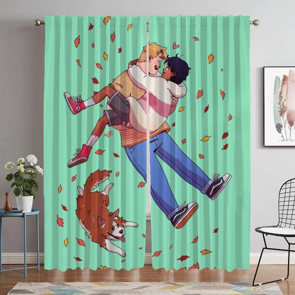 Heartstopper Kitchen Curtains for Living Room Curtain Shades Partition Tulle for Bedroom Halloween Decoration Curtains 2 Pieces