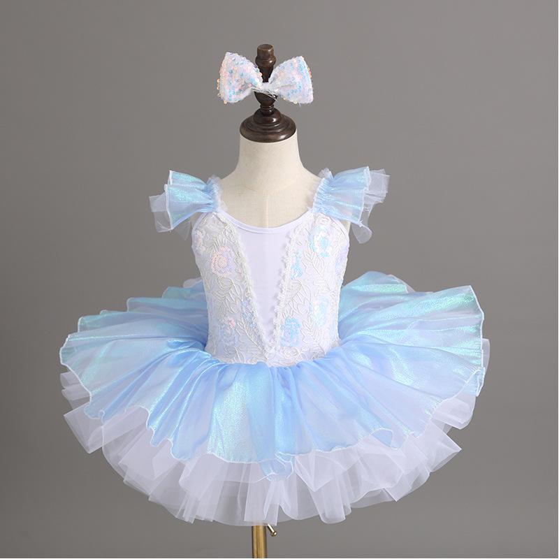 1. Juni Kindergarten Mädchen Ballett Kostüm - Flauschiger Gaze Rock mit Pailletten, Süßes Prinzessinnenkleid