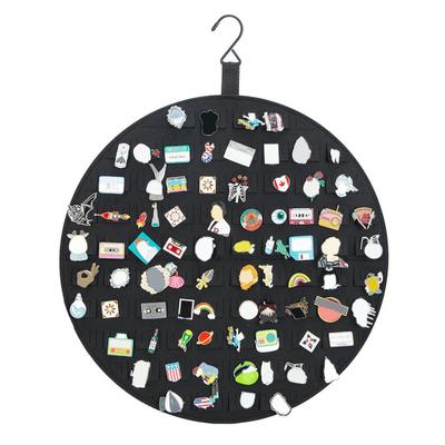 Wall Hanging Brooch Organizer with Hook Heavy Duty Felt Large Capacity Round Lapel Enamel Pin Collection Display Holder Storage Case