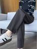 High-Waisted White Fleece-Lined Wide-Leg Women's Straight-Leg Pants, Winter 2025 Collection