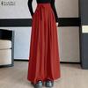 Women Casual Elastic Waist Solid Color Loose Long Pants