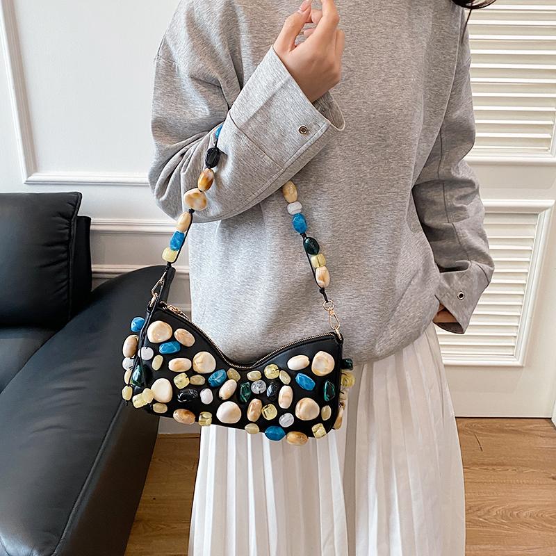 2026 Spring & Summer Creative Fashionable New PU Square Shoulder Bags Exquisite Beading Hot Trendy Crossbody Bags for Women