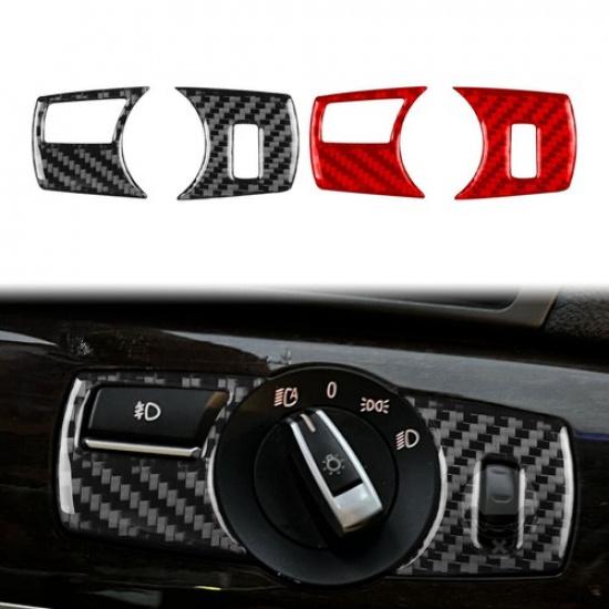 Carbon Fiber Interior Headlight Switch Knob Cover Trim For BMW 7Series F01 09-14