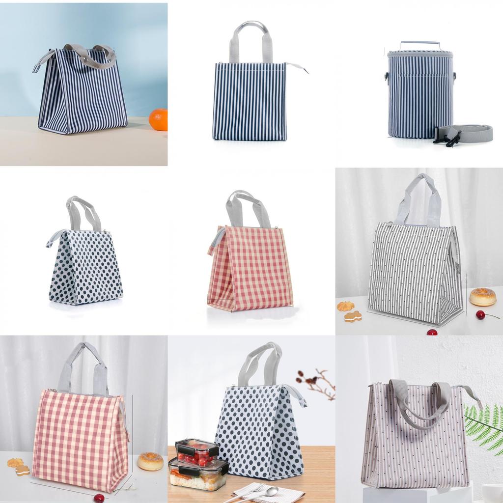 Thickened Insulated Bento Bag With Polyester Cotton Material Modern Simple Style