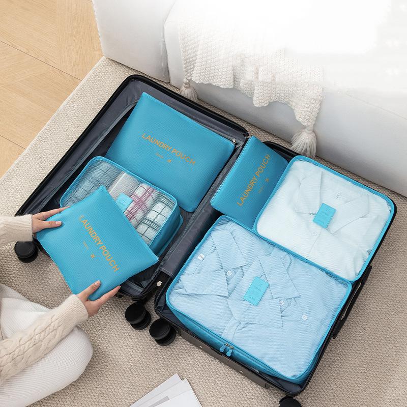 6-Piece Large Size Travel Organizer Portable Suitcase Organizer Clothes Shoes Makeup Bag Luggage Organizer Travel Storage Bag