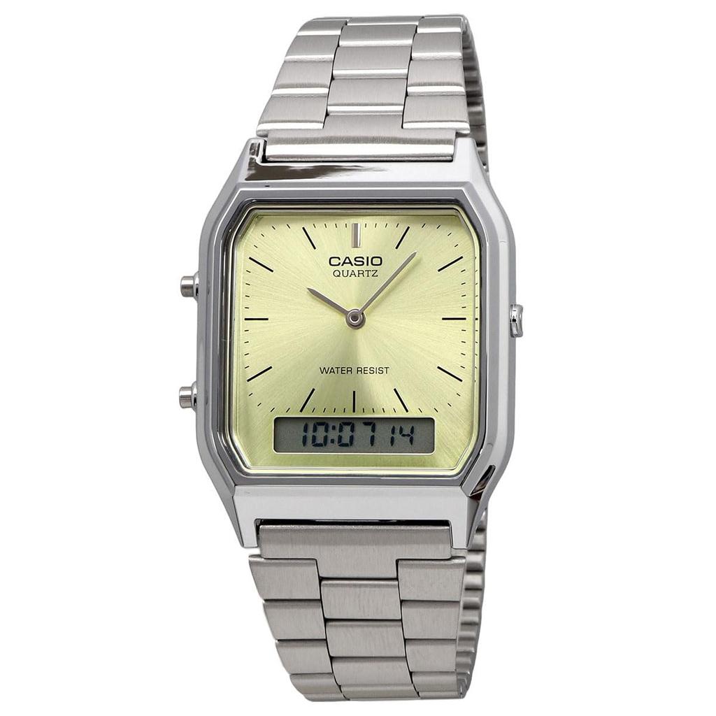 Casio ANA-DIGI Vintage Series Quartz Watch, AQ-230A-9AMQY, Unisex, Dual Time, Lime Yellow, Overseas Model [Parallel Import]
