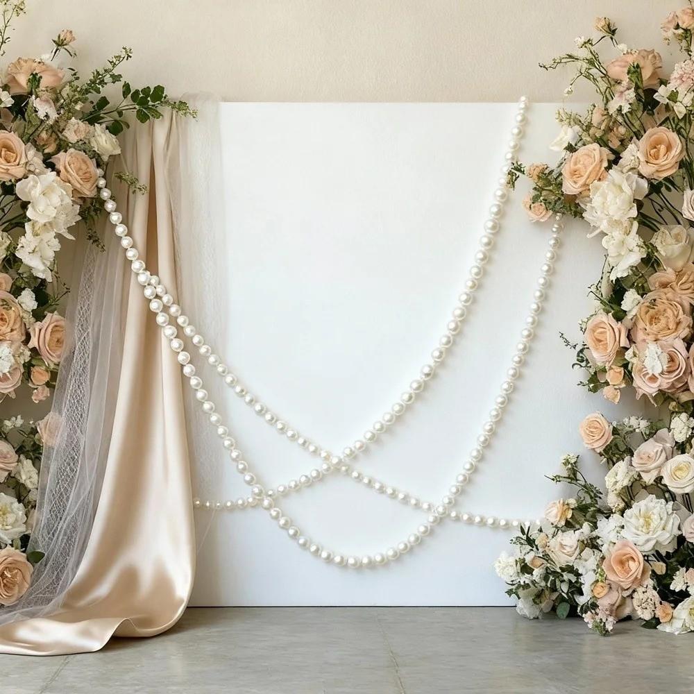 10pcs 5.5cm/8cm Faux Large Pearl Plastic White Ball Pendant Elegant Beaded Garland  Wedding Backdrop