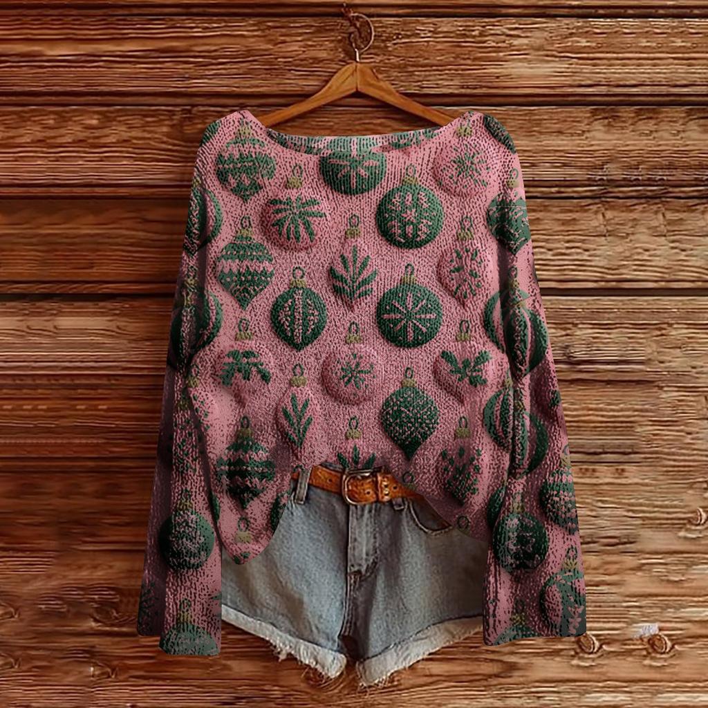 Women's Round Neck Lightweight Sweater Casual Long Sleeve Knit Pullover