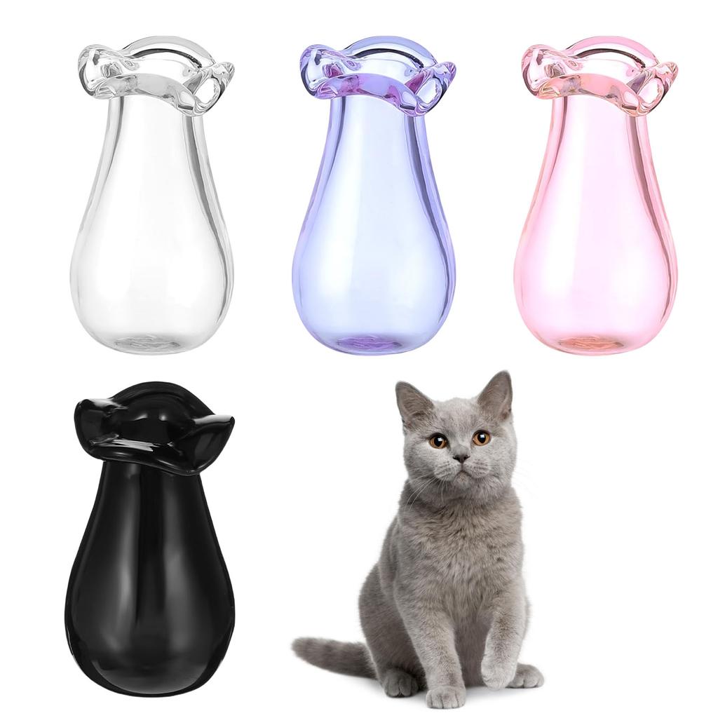 Pack of 4 Tiny Glass Vases Cat Whiskers Holder Miniature Flower Jars Small Decorative Pieces for DIY Plant Decoration