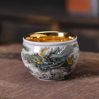 Gilded Cup Enamel Blue and White Tea Cup Personal Cup Master Cup Purple Clay Jian Zhan Master Liu Guolan