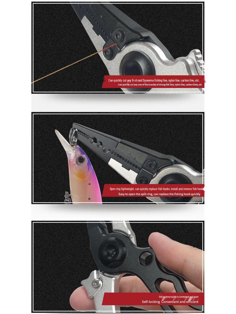 New Self-Locking Aluminum Alloy Fishing Pliers: Hook Remover & Fish Controller Scissors