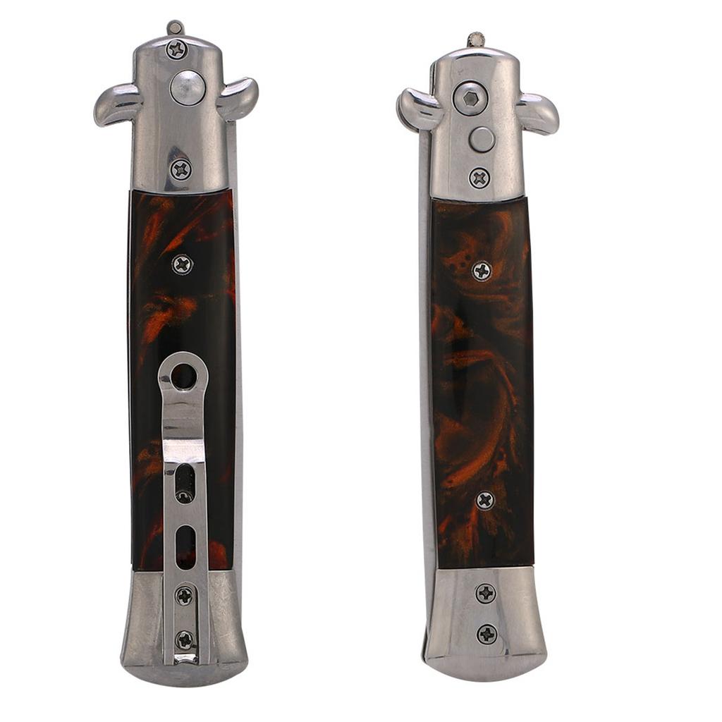 4 Colors Switchblade Spring Folding Knife Push Button Pocket Comb Oil Hair Styling
