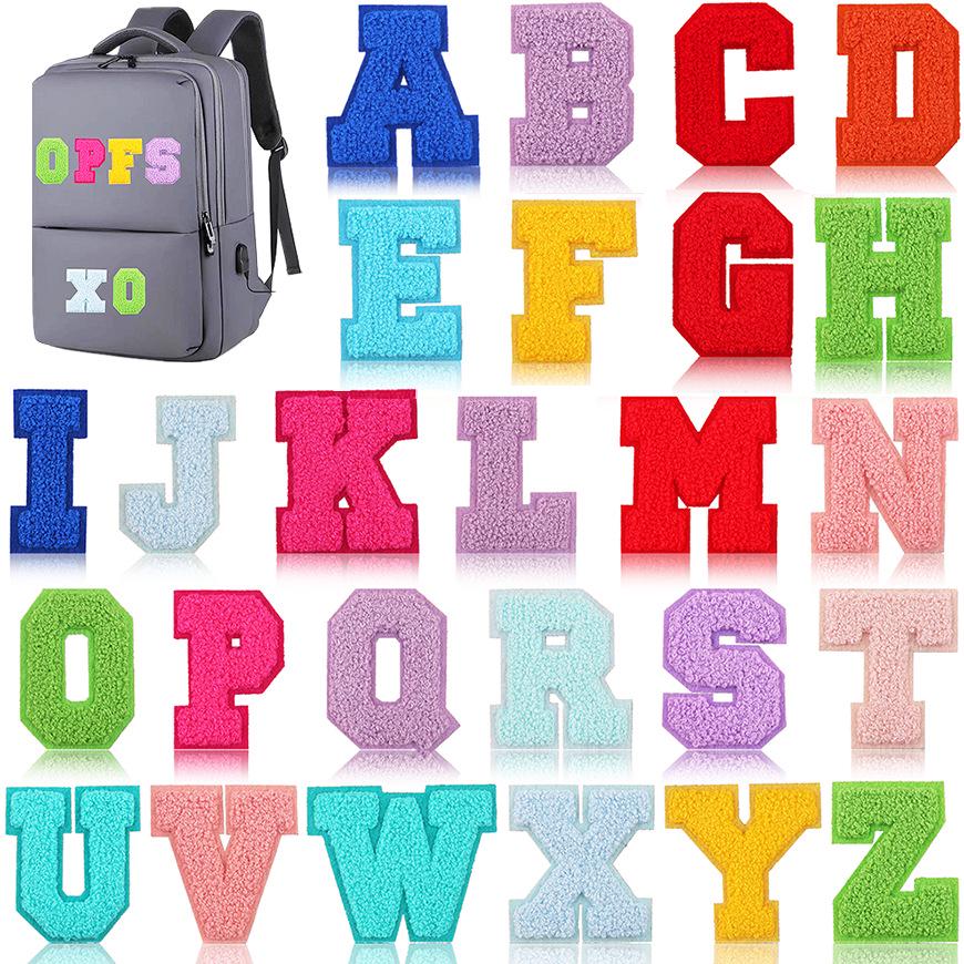Xiao Tian Coloré 7cm Chenille A-Z Alphabet Patch en Tissu Brodé pour Sacs