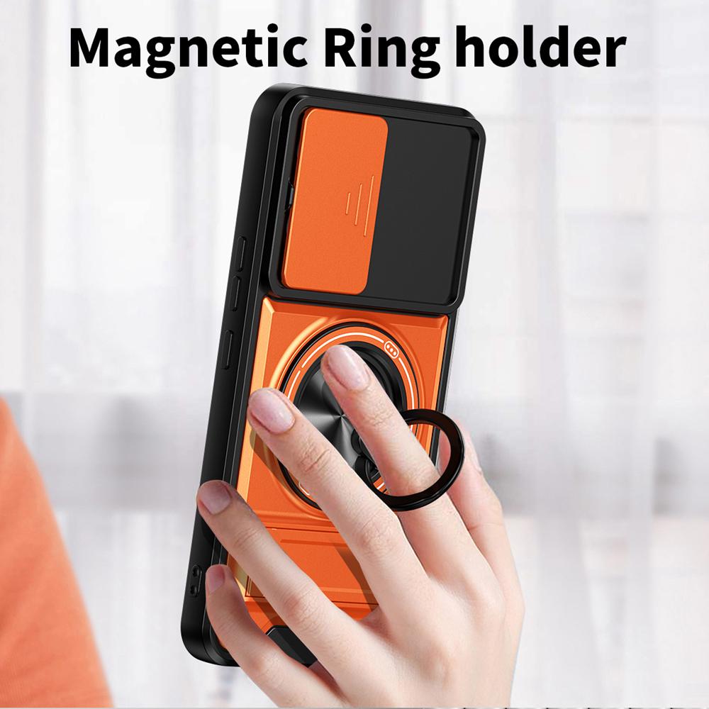 KEYSION Magnetic Phone Case for Xiaomi POCO X8 Pro Max Slide Camera Protection Upright Kickstand 360° Ring Shockproof Back Cover