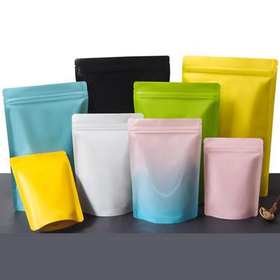 100 Stück bunte selbststehende, selbstversiegelnde Beutel für Tee- und Lebensmittelverpackungen, große Aluminiumfolienbeutel, versiegelte Tasche für Reis, Mehl, Tee, Snacks, Süßigkeiten