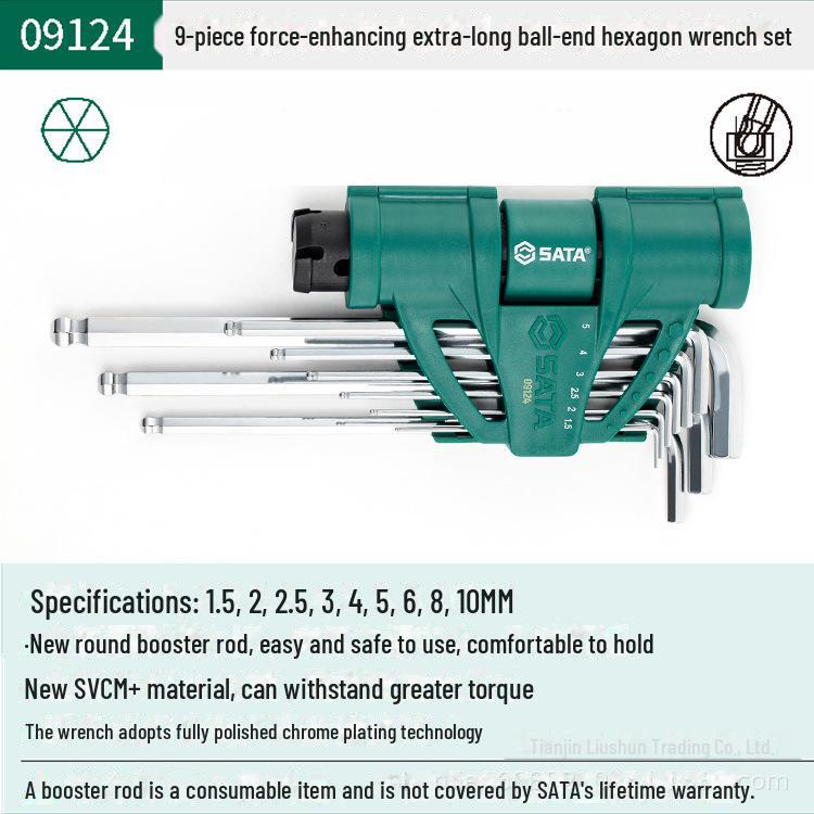Shida Tools Extra Long Ball and Flat Head Hex Wrench Set (6-Piece) - Model 09105