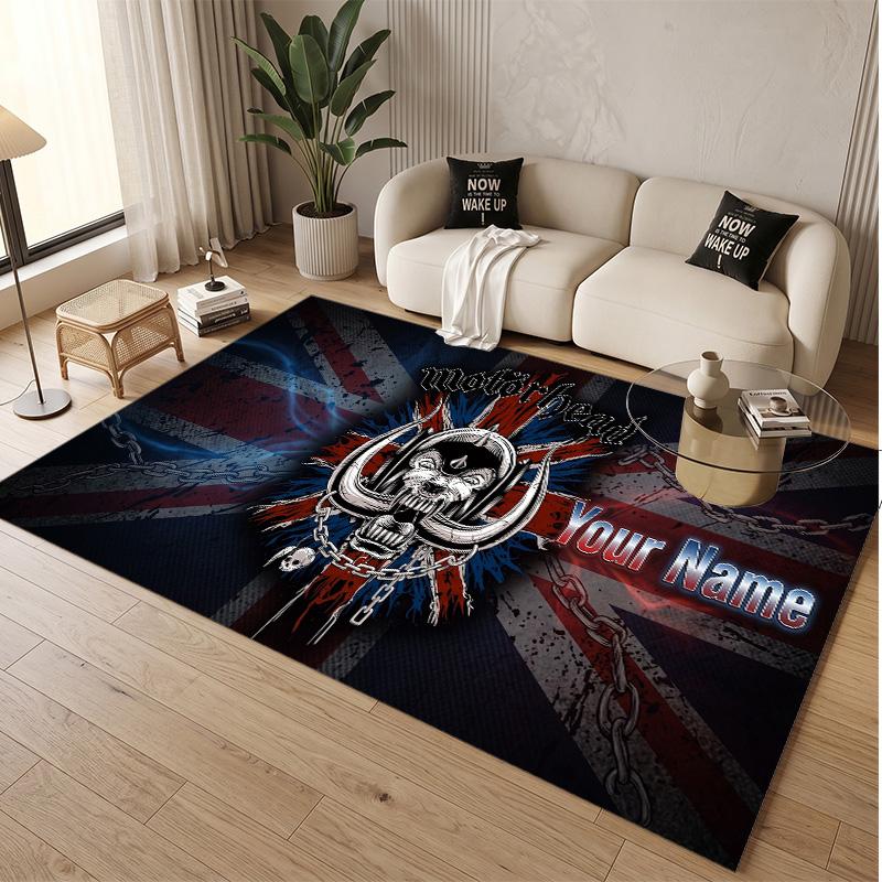 Personalized Crystal Velvet Carpet Motorhead Pattern Non Slip Floor Rug