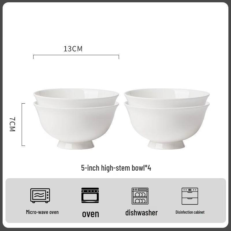 KangFuTao Jingdezhen Pure White Ceramic Dining Bowls