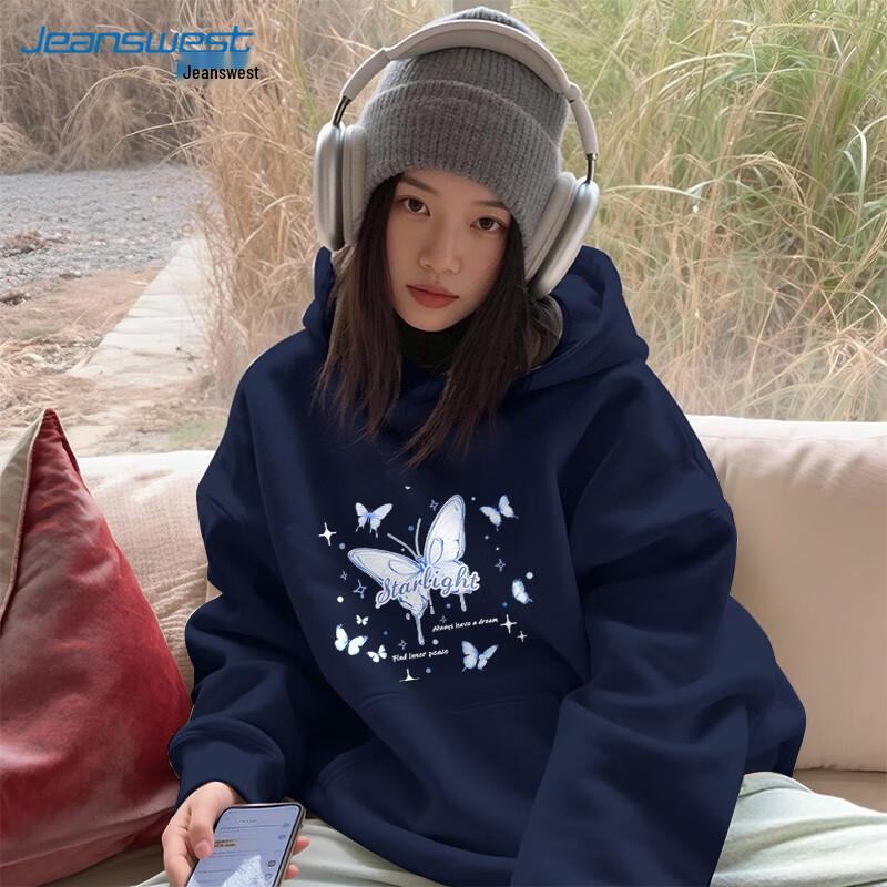 JEANSWEST Damen Locker geschnittenes Kapuzensweatshirt