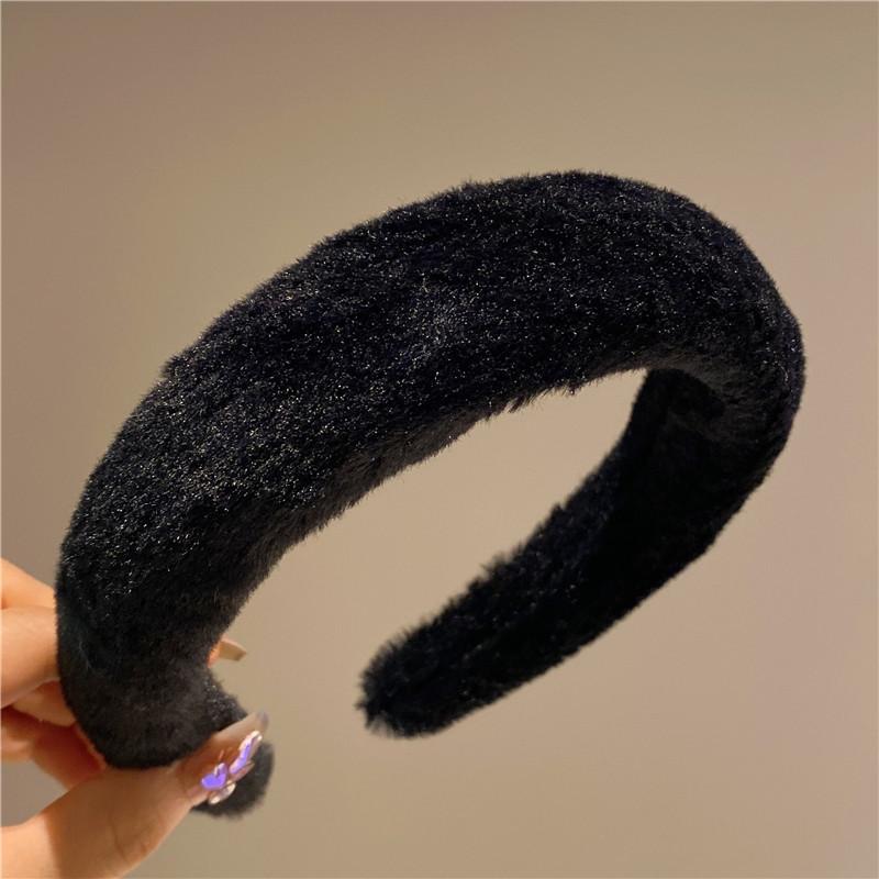Winter Faux Rabbit Fur Headbands Solid Wide Soft Fluffy Furry Hairbands for Women Girls Plush Hair Hoops Hair Accessories