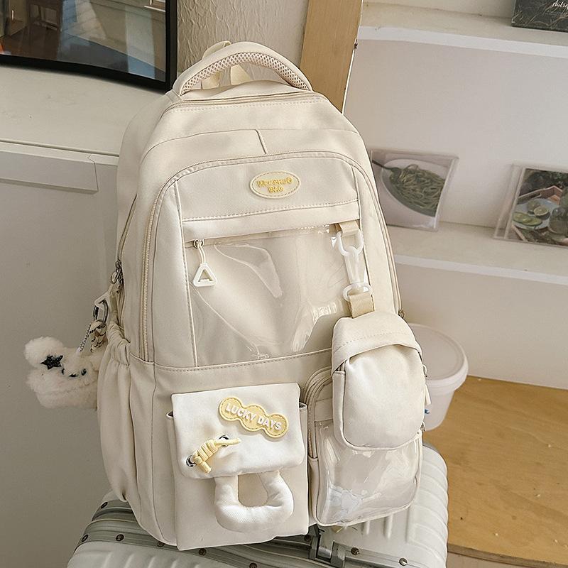 Junior High School Student Schoolbag Girl Cute Japanese Transparent Pain Bag Large Capacity Travel Backpack Student Backpack Tide