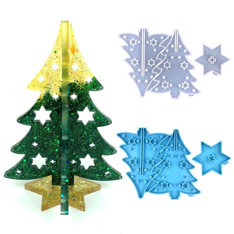 Christmas Tree Resin Silicone Mold Christmas Ornaments Epoxy Resin Mold for Casting Home Decorations Christmas Supplies