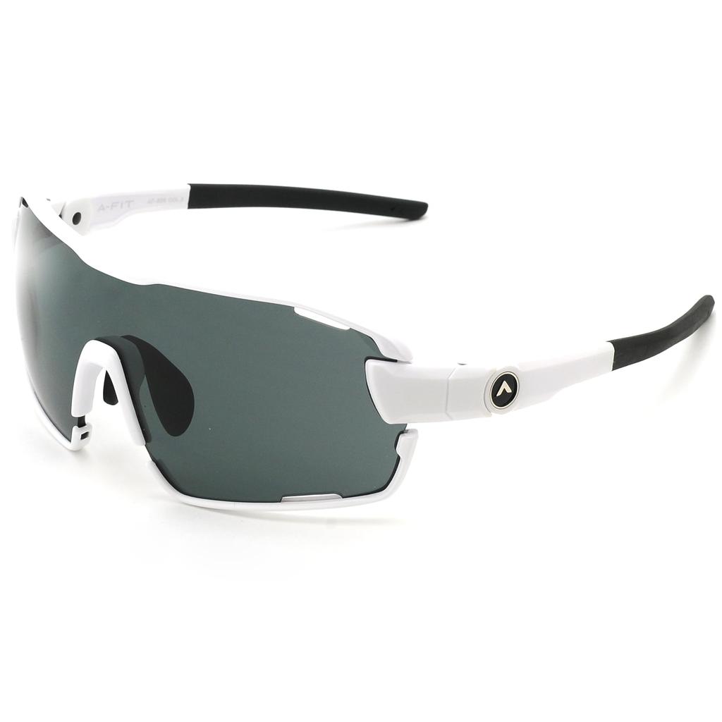 Polarized Sports FIT for a Perfect Fit A-Fit Men's Sunglasses, MASTER, Full-Rim, White/Polarized Smoke, AF-805-C3-PSM-S,