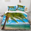 Ocean Beach Palme Bettbezug Set Meereswelle Polyester Steppdecke Bezug Tropische Blätter Hawaiianischer Urlaubsdruck Für Kind Erwachsener Teenager
