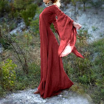 Cosplay kostīms S~5XL liela izmēra kleita ar garām piedurknēm apaļa kakla josta Sieviešu kleita Helovīna sieviešu garie svārki