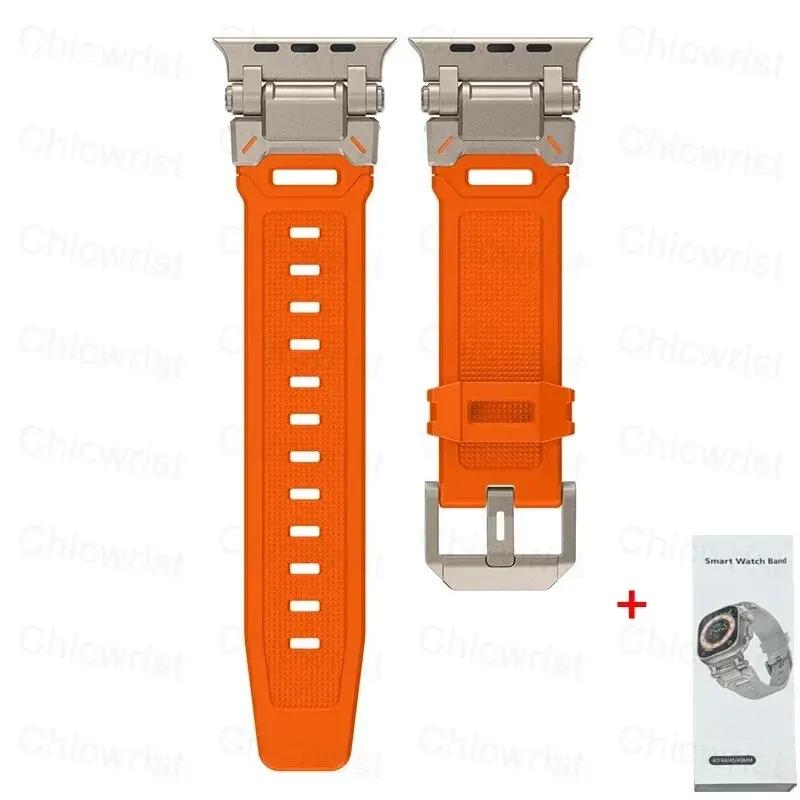 Soft Strap for Apple Watch Ultra 2 Band 49mm 45mm 44mm 42mm Metal Stainless Steel Connector TPU Bracelet Iwatch 9 8 7 6 SE 5 4