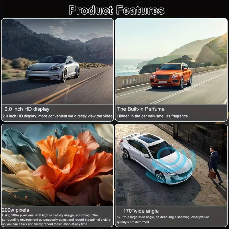

New 1080P Full HD Dash Cam Car DVR Video Driving Recorder with Center Console LCD Parking Monitor for Car