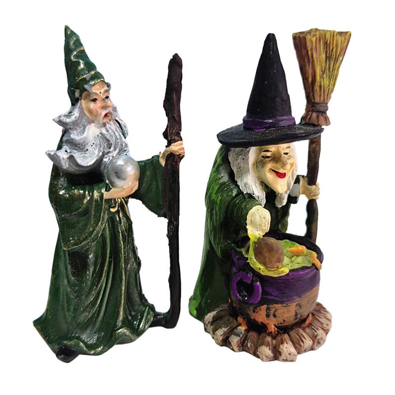 Wizard Witch Statue Sand Desktop Resin Ornaments Halloween Decoration Table Figurine Sand Ornaments Gifts for Indoor Home Decor