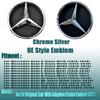 For Benz C-CW205 Silver Border 3D Mirror Emblem For Mercedes Benz A W176 B W246 C W205 Class Matte Black OE Style Front Grille Star Emblem Logo
