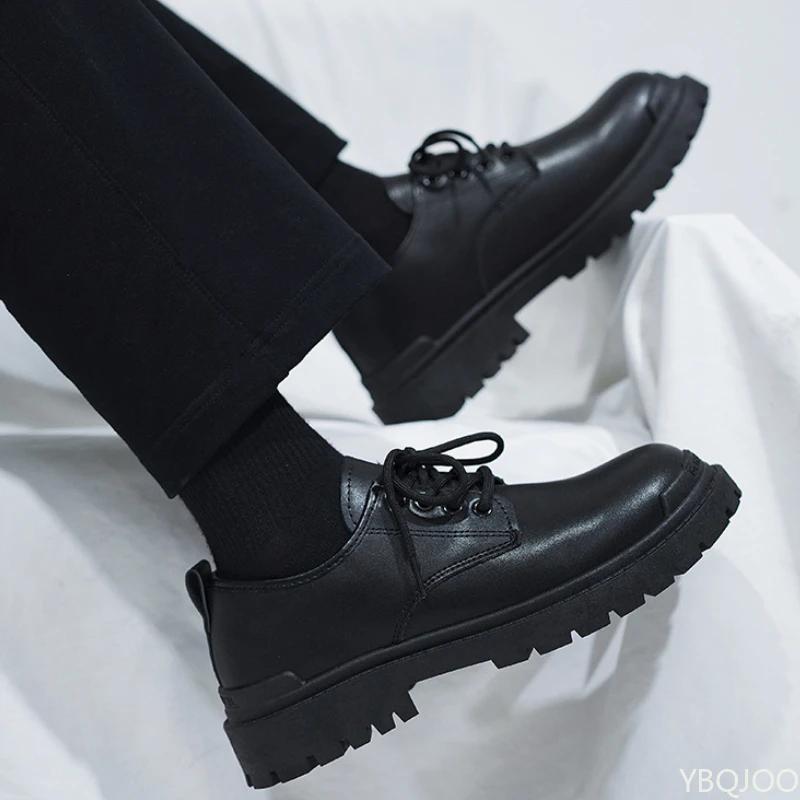 Fashion Spring New Men's British Style Black Short Boots Versatile Casual Low Cut Sports Vulcanized Shoes for Business Zapatos Hombre