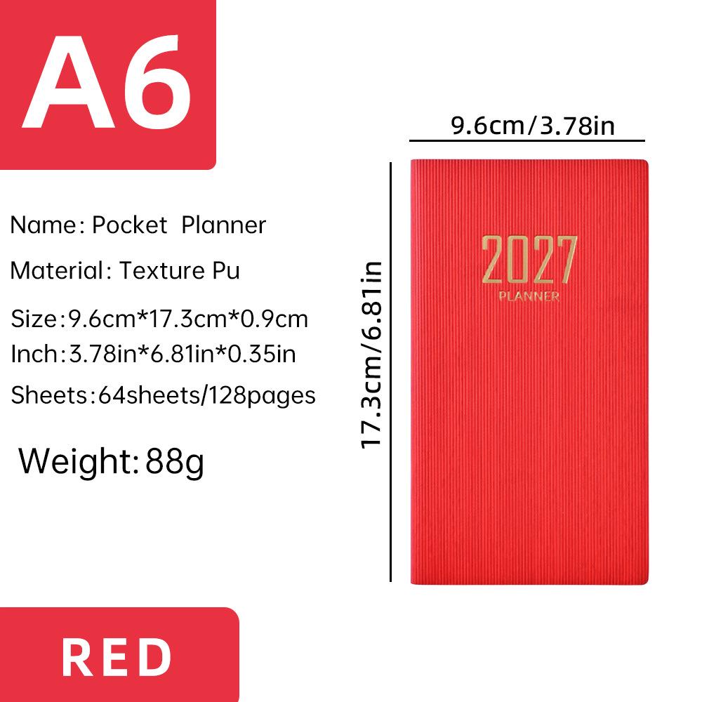 In-Stock 2027 A6 Slim Weekly Planner - English, PU Cover, Portable