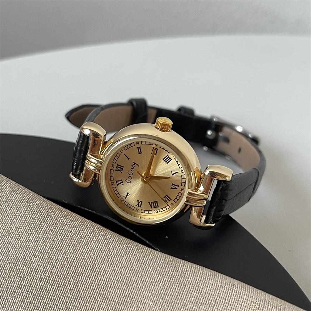 Mini Small Brown Watch Retro Ladies Light Luxury Niche Art Medieval Small Gold Watch