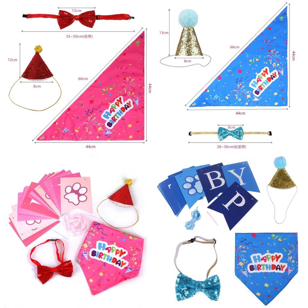 Bedårande Rosa Tre-delat Husdjursfödelsedagsdekoration Set Med Hatt Banderoll Och Haklapp För Festliga Firanden