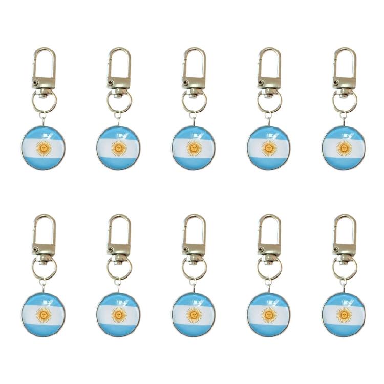 10PCS/Lot Trend Football Keychains Feature Bright Country Flags Rustproof Alloy And Glass Backpacks Decoration