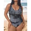 European and American Large-size New Tie-dye Backless Sexy Slim-fit One-piece Swimsuit