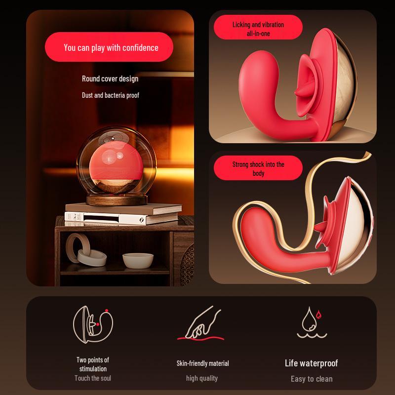 Moonlight Vibrating Clitoral Stimulator: Multi-Frequency Insertable Tongue Licking Sex Toy for Women's Self-Pleasure.