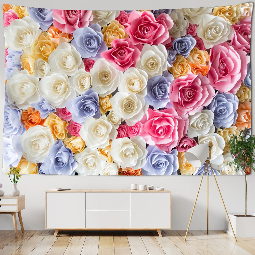 Flower Tapestry Wall Hanging Cloth 3D Printed Beach Towel Rose Cherry Blossoms Wall Carpet Yoga Mat Home Decor Tapestries Premium Quality