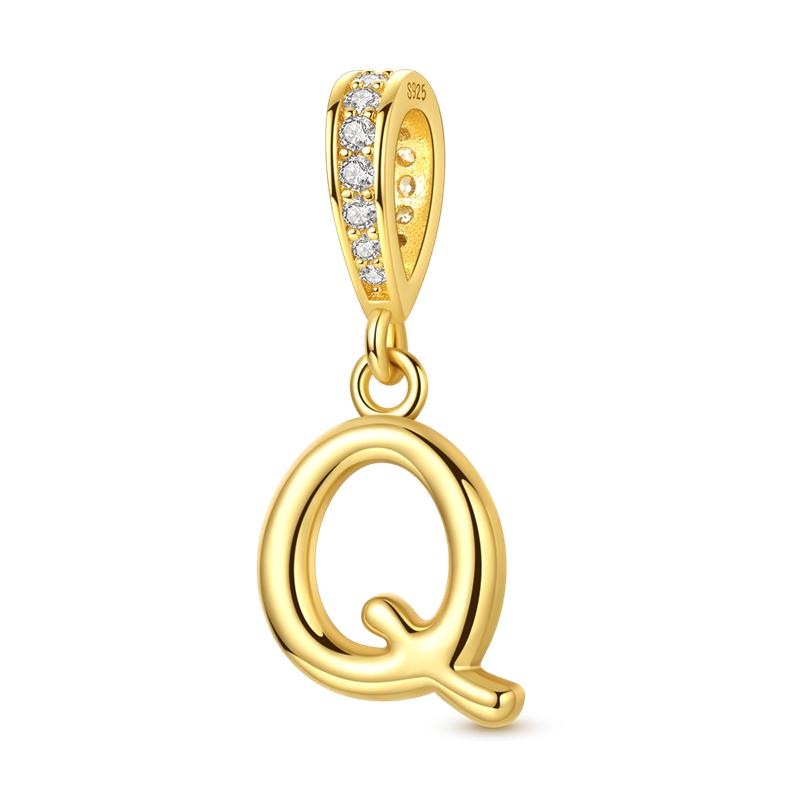Original Copper Charm Bead Gold Alphabet Love Letter Pendant Fit Original Bracelet Chain For Women Diy Jewelry Gift