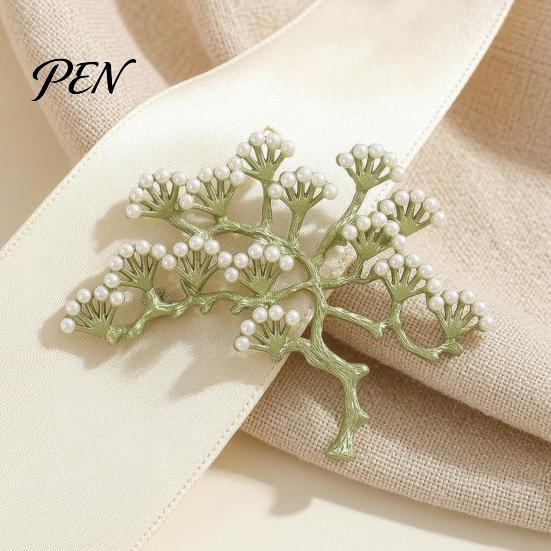 Plants Lapel Accessory Faux Pearl Leaf Brooch for Women, Vintage Theme Pin, Nature Inspired Clothing Jewelry Wedding Party Prom Women