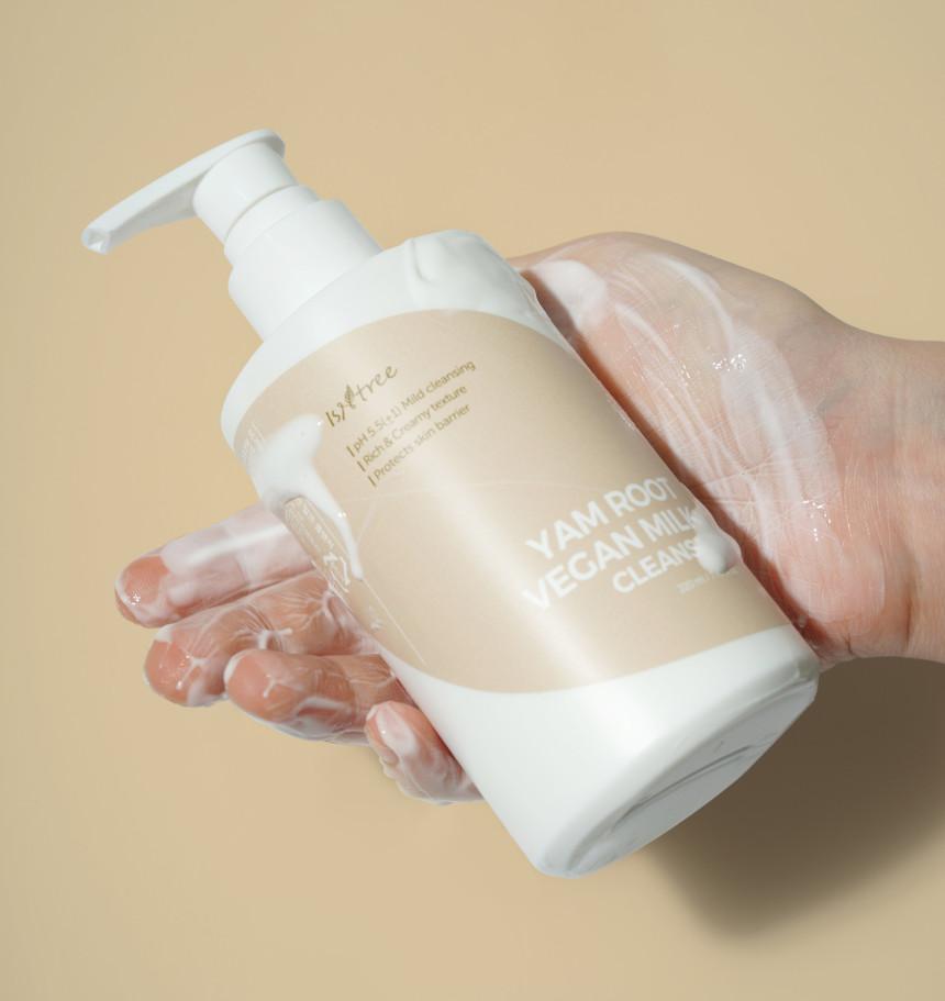ISNTREE Yam Root Vegan Milk Cleanser 220ml | Phyto-Mucin & Vegan Milk | Gentle Face Wash for Sensitive Skin | Unique Reverse-Rolling Technique