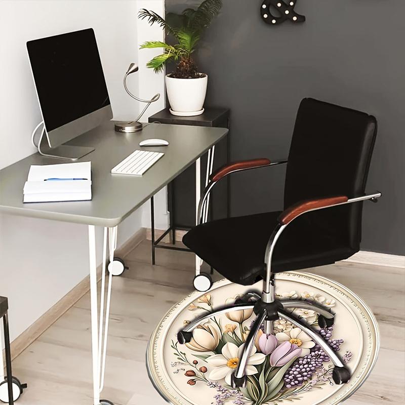 1PC Floral Bouquet Non-Slip Floor Round carpet, Office, family, bedroom, Large Area Rug Indoor Rugs,  Durable Polyester-Z0427 80cm by 80cm