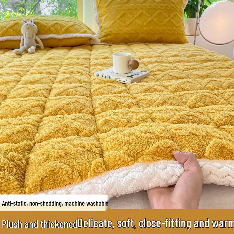 Winter Velvet Taffeta Mattress Topper - Thickened Milk Velvet Pad for Single Beds