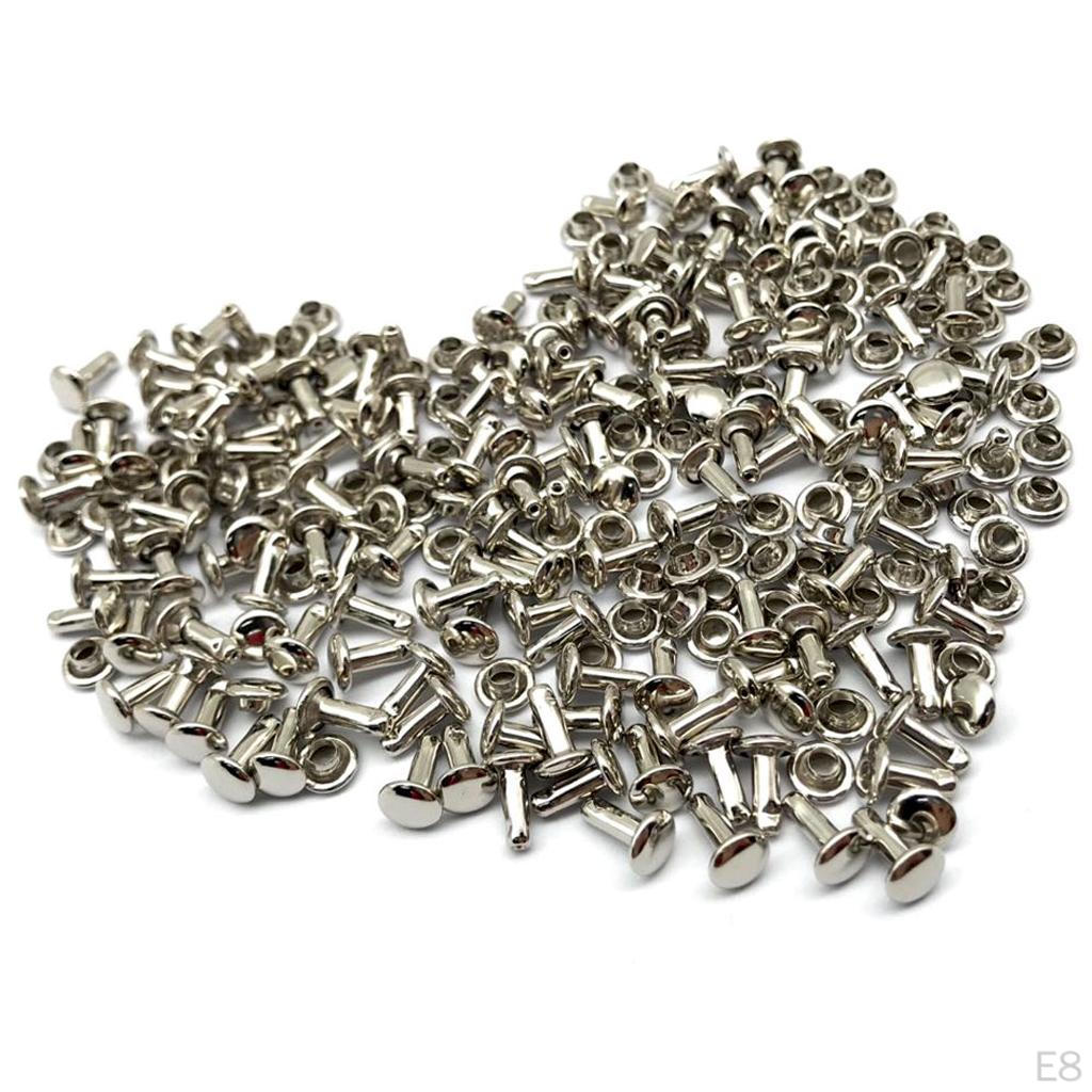 100 Pack Metal Studs for Leather Crafts and Decorations - 6x8mm Size