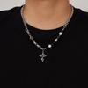 Cross Stainless Pearl Volcanic Rock Silver Chain Long Vintage Cross Gift [Rockyu] Men's Necklace, Steel, & Beads, Pendant, Necklace, Style, Accessory,