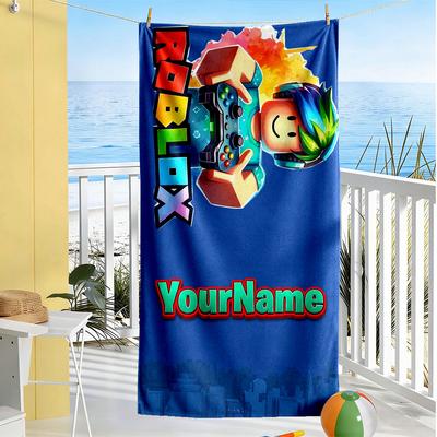 מגבת חוף אישית Roblox סופר רכה וסופגת מתאימה לשחייה, חדר כושר, קמפינג, יוגה, חופשה