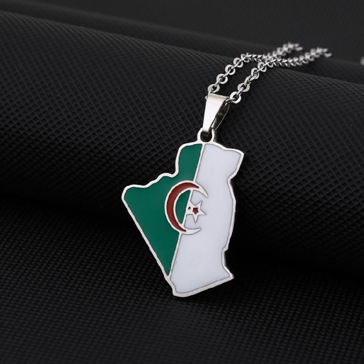 Collar con Colgante Mapa de Argelia Pareja Patriótica Estilo Étnico Regalo de Personalidad